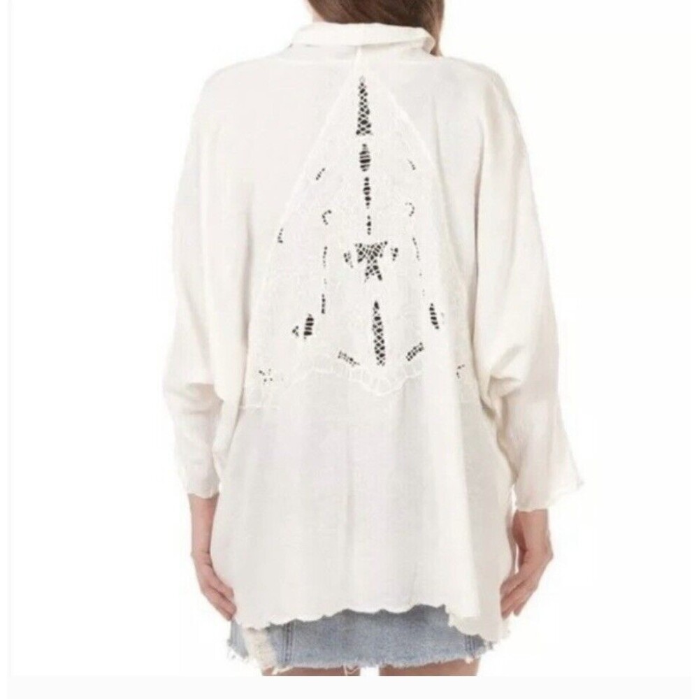 Free People Kimono Cool Nights Cutwork Embroidered Cardigan Jacket M
